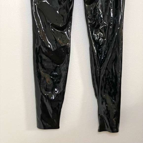 Adidas Ivy Park Glossy Latex High Waist Skinny Pant Black Medium - Picture 10 of 16